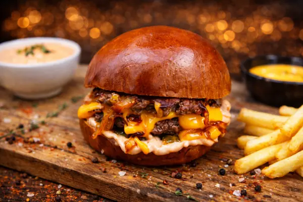 Fotografie culinara de produs Bucuresti - burger si cartofi